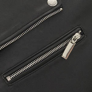 Veste de motard en cuir d'agneau véritable pour homme de qualité supérieure, col bomber zippé d'hiver avec deux poches - Product Image 3