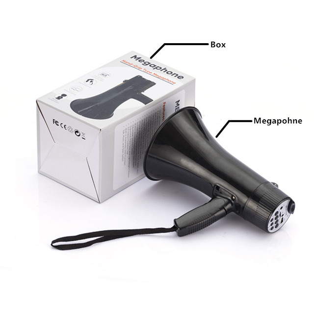 50W Handheld Black Siren Alarm Portable Megaphone Rechargeable Battery Dual Microphone with Hand Strap USB SD AUX BT Input