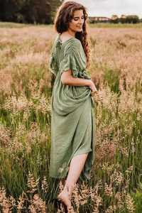 2023 bohemio Floral vestido con cuello en V elegante estilo bohemio Venta caliente mujeres media manga Maxi vestido hasta el suelo Floral elegante - Product Image 5