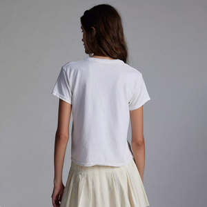 Camiseta de longitud corta para mujer, 100% de algodón, camisetas con estampado gráfico personalizado, ropa de calle, moda holgada, informal, estilo urbano, Top con cuello redondo - Product Image 3