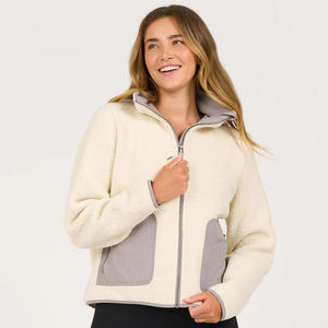 New Stand <b>Collar</b> Customized Winter Sherpa Women Outdoor Coat Jacket Ladies Fashion Zipper Sherpa Fleece Women Jackets - Product Image 1