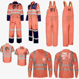 Factory Direct Supply Custom Logo Reflective Safety Workwear Set <b>Waterproof</b> <b>Overall</b> Bib Button-Up Polyester Shirt Crew Necks for - Product Image 1