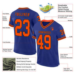 Maillot de football américain personnalisable pour adulte Tornado Trading, manches courtes, 100 % polyester, protection UV, évacuation de l'humidité, respirant - Product Image 6