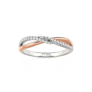 Jeulia Infinity Twist Two-Tone Pave Wedding Band with Oval Zircon - Product Image 3