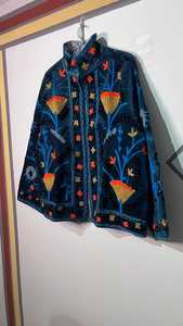 Handmade Suzani Velvet Jacket Floral Embroidered Boho Coat Indian Style Coat Velvet Suzani Jacket Boho Floral <b>Duster</b> Coat - Product Image 5