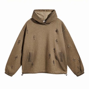 Sweat à capuche pour homme personnalisé 100% coton French Terry Patchwork à capuche Vintage Acid Zip up Service OEM Sweat à capuche à vendre - Product Image 5