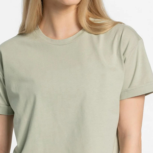 เสื้อยืดเอวลอยเปิดแขนสั้นคอกลมทรงสลิมฟิตสำหรับผู้หญิงเสื้อผ้าลำลอง - Product Image 5
