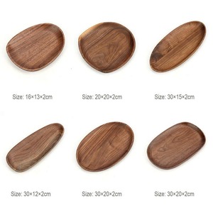 Bandeja de servicio de madera de nogal negro de lujo de Stock Premium plato de postre de forma Irregular hecho a mano para merienda té café pan - Product Image 2