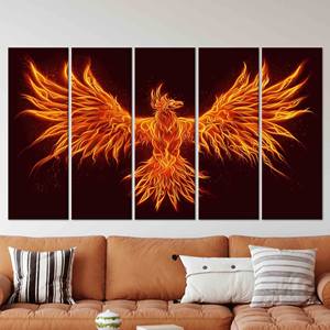 Décoration murale moderne en verre trempé - Œuvre d'art sur toile imprimée, lot de 5 toiles - Product Image 1