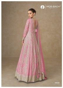Robe Anarkali longue en soie Georgette haut de gamme avec broderie riche / Salwar Kameez Dupatta traditionnel 2026 pour soirée - Product Image 2