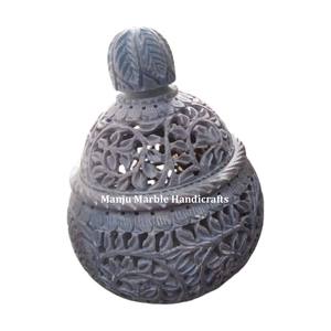 New Handmade Piece Best Classic Fancy Design Soapstone <b>Carving</b> Handi With Round Shape Use For Essential <b>Candle</b> Burner Gift Items - Product Image 5