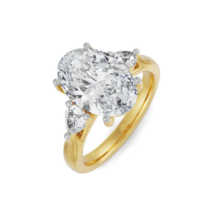 Anillo de Compromiso de Tres Piedras con Diamante Cultivado en Laboratorio de Corte Ovalado de 4.00 CTW, Certificado IGI, Oro Sólido de 14K, Anillo de Novia Clásico para Mujer - Product Image 2