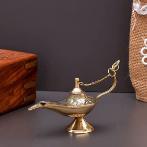 Top Sale Small <strong>Aladin</strong> Lamp Home Table Decor Crafts Sculpture Metal Gold Brass Decorative Office Sculpture Products - Product Image 5
