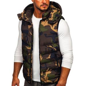 Prendas de abrigo para hombre con cuello levantado, chaleco acolchado para hombre, chaleco acolchado sin mangas con cierre de cremallera, chaleco acolchado de Color sólido, tela cálida de invierno OEM - Product Image 5