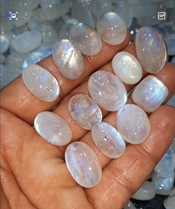 High Quality Silver Jewelry Making Rainbow <b>Moonstone</b> Oval Shape Smooth Loose Cabochon Gemstone For Wholesale Supplier - Product Image 1