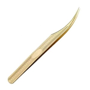 Pince à épiler professionnelle pour extensions de cils, nouvelle conception, volume, en acier inoxydable, à bout rond classique - Product Image 1