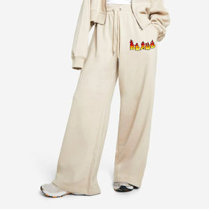 Pantalones Deportivos de Algodón 100% para Mujer al por Mayor con Logotipo Personalizado, Pantalones Deportivos Anchos para Mujer, Proveedor al por Mayor - Product Image 1