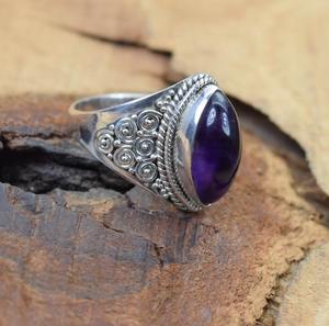 Anillo de piedras preciosas de amatista de Plata de Ley 925, joyería hecha a mano, anillo de estilo bohemio de plata, joyería para mujer, regalo de boda para esposa - Product Image 4