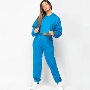 2022 nuevo diseño de chándales para mujer, conjuntos de Sudadera con capucha, conjunto de pantalón Jogger, chándales de gran tamaño, conjunto de 2 piezas, liso personalizado para mujer, forro polar - Product Image 6