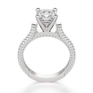 Anillo de compromiso de corte redondo pavé para mujer - Product Image 4