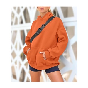 Wholesale Price Of Women's 100% Cotton Long Sleeve Round Neck Shoulder Slope Solid Comfortable Pullover Hoodie From Bangladesh - Product Image 3