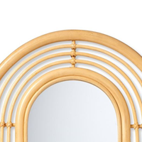 Miroir mural en rotin design arc fabriqué à la main miroir d'appoint en bambou naturel avec style Art déco pour la décoration intérieure