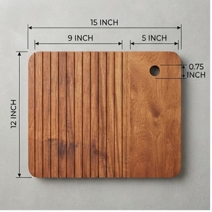 Planche à découper rectangulaire en bois d'acacia faite à la main avec surface antidérapante - Product Image 4