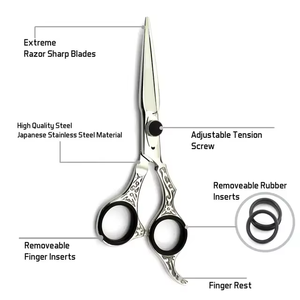 <b>Hair</b> <b>Cutting</b> <b>Scissors</b> Customized Logo Professional Hairdressing <b>Cutting</b> Shears Thinning <b>Scissors</b> & Razor in Black Case - Product Image 3