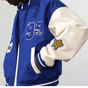 Blouson aviateur universitaire en cuir de laine Letterman vintage pour hommes col montant personnalisé fermeture éclair rue haute pour l'hiver - Product Image 2