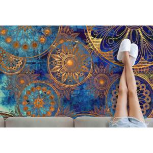 Tapis Mandala Bleu et Doré : Tapis d'appoint moderne et coloré, tapis en chenille - Product Image 5