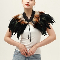Chal de Encaje Suave con Plumas, Estilo Gótico, Cosido a Mano, Unisex, para Disfraces de Carnaval, Halloween, Mascarada, Cosplay