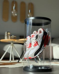 2025 New Trendy Wholesale Transparent Acrylic Cylinder Sneaker Display Stand Round <b>Foldable</b> Sneaker Display Case - Product Image 6