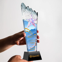 Personnalisation du trophée en cristal d'étoile de style créatif lumineux-pour les réunions annuelles commémoratives