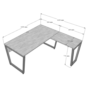 Bureau de direction en forme de L, design minimaliste et luxueux avec pieds en fer trapèze, contreplaqué mélaminé HBTC039 pour chambre et bureau - Product Image 5