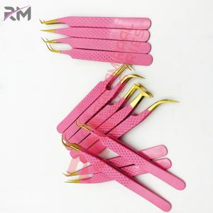 Pinzas para extensión de pestañas RMI, Punta dorada/polvo Rosa recubierto de Color, juego de 13 puntos diferentes, juego de pinzas para extensión de pestañas - Product Image 5