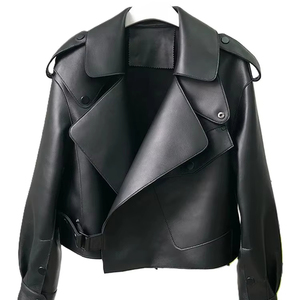 Vestes pour femmes de haute qualité en gros, design élégant, veste en cuir PU, veste en cuir à col rabattu personnalisée - Product Image 3