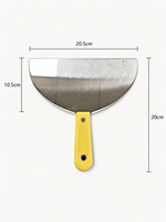 Spatule à mastic industrielle en acier au carbone de 8 pouces, grande et large, avec manche en plastique jaune, outil de finition pour le collage et le finissage des murs.