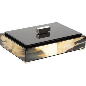 Boîte à bijoux artisanale en corne de buffle Design complexe en bois et laiton naturel avec incrustation complexe pour les cadeaux religieux de l'Islam - Product Image 3