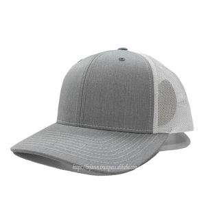 Chapeaux de camionneur unis 100% tissu en coton tissu OEM personnalisé gris chiné/blanc chapeaux de camionneur casquette de sport - Product Image 2