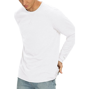 Camiseta lisa para correr para hombre, camisa 100% de algodón, informal, de Color sólido personalizado, ropa informal de manga larga, nueva - Product Image 1