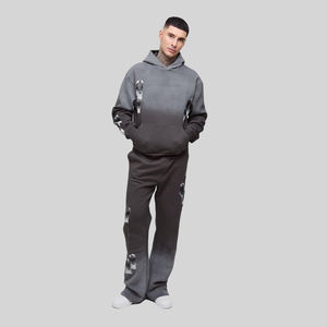 Ensemble de survêtement de qualité supérieure Street Wear, 100% coton, logo imprimé à l'écran, pantalon évasé et sweat à capuche, survêtement oversize d'hiver - Product Image 1