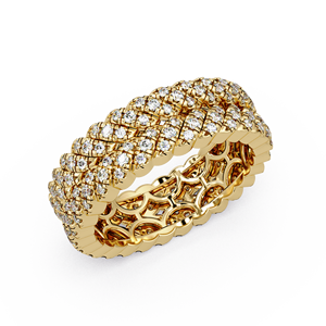 Anillo de eternidad de lujo en oro puro de 14 quilates con diamantes cultivados en laboratorio de corte redondo, joyería fina para novias, anillos de boda brillantes. - Product Image 3
