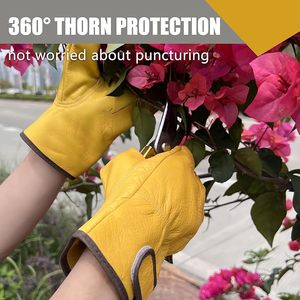 Gants de travail en cuir, Gants de jardinage pour hommes et femmes, Gants de travail en cuir pour hommes, Gants en peau de vache, Gant de soudage - Product Image 4