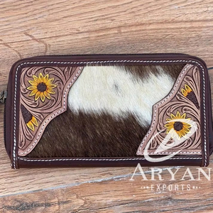 Nuevos bolsos de mano de cuero de piel de vaca con estilo occidental, monedero diseñado para mujer, billetera única de cuero con herramientas de Color de Venta caliente - Product Image 1