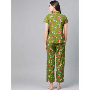 Ropa de dormir cómoda con estampado Floral para mujer, cierre de botón de cintura elástica, verde, XS 3XL, suministro ODM para la vida en el hogar y la dama de honor - Product Image 2