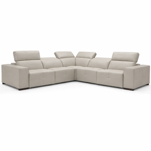 Quick Ship Camilla Modern Sectional with 3 Recliners Genuine Leather Upholstery Extendable Wood and Metal <b>Frame</b> - Product Image 4