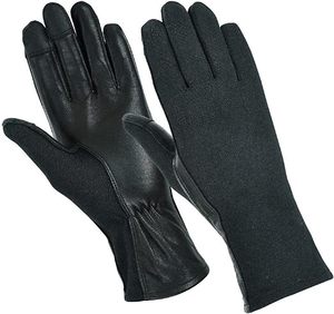 ถุงมือนักบินยุทธวิธีหนัง Nomex ยี่ห้อ UAA ป้องกันเปลวไฟ สีดำและสีเขียว สำหรับใช้งานกลางแจ้งและการป้องกันตัว - Product Image 1