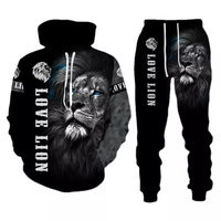 Nuevo Conjunto Deportivo de Moda para Hombre, Traje de Jogging, Poliéster/Nailon Antibacterial, Invierno, Sublimación, Estampado de León