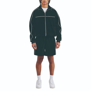 Chaqueta Deportiva de Manga Larga para Hombre, de Felpa, con Cuello Alto, Ribete Decorativo, de Algodón Negro, de Alta Calidad para Invierno - Product Image 1