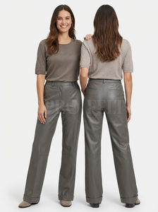 High Quality Custom Embroidery Logo Leather <b>Trousers</b> Women High Waist Belt Loop Concealed Front Fastening Fashion Leather <b>Pants</b> - Product Image 3